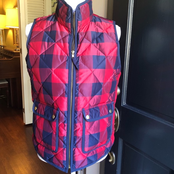 J.Crew Excursion Puffer Down Vest Buffalo Check - Picture 2 of 8